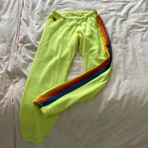 Aviator Nation adult sweatpants - size M - yellow 5 stripe - gently used